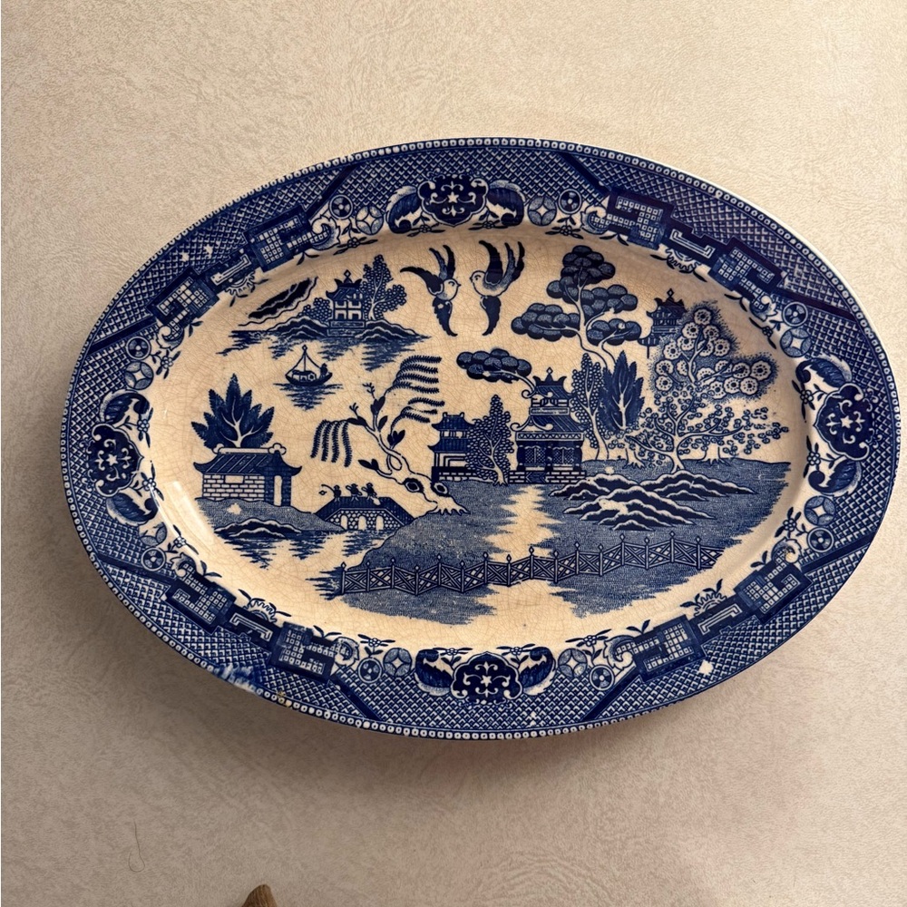 Blue and White Porcelain Serving Platter